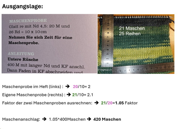Maschenprobe Rechnung 