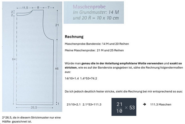 Maschenprobe Rechnung 