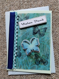 'Vielen Dank' -  Karte (blau) Schmetterling