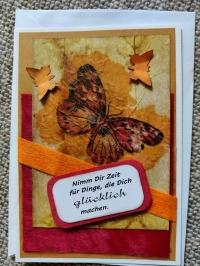 'Nimm Dir Zeit für Dinge, die Dich glücklich machen'  - Karte (rot-beige)