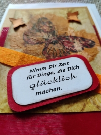 'Nimm Dir Zeit für Dinge, die Dich glücklich machen'  - Karte (rot-beige)
