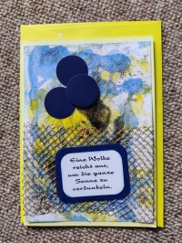 'Eine Wolke reicht aus, um die ganze Sonne zu verdunkeln'  - Karte (blau-gelb)