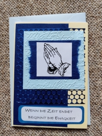 Trauer Karte 'Wenn die Zeit endet ... ' (blau-beige)