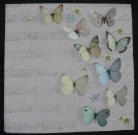 Servietten - Schmetterling Schwarm auf Noten (33cm Papierserviette)