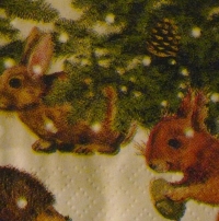 Servietten - Igel, Eichhörnchen, Tanne  (ca. 33cm Papierserviette)
