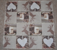 Servietten - Rentier, Kerze, Herz  (ca. 33cm Papierserviette)