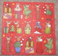 Servietten - Tiere mit Geschenke  (ca. 33cm Papierserviette)
