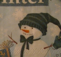 Servietten -  Schneeman, Vögel, Glocken in blau (ca. 33cm Papierserviette)