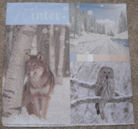 Servietten - Winter, Wolf, Eule  (ca. 33cm Papierserviette)