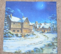 Servietten -  Weihnachtsstimmung in einem Dorf (33cm Papierserviette)