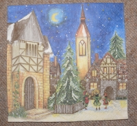 Servietten -  Weihnachtszeit bei der Kirche (33cm Papierserviette)