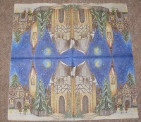 Servietten -  Weihnachtszeit bei der Kirche (33cm Papierserviette)