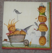 Servietten -  Kürbis im Wagen (33cm Papierserviette)