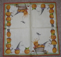 Servietten -  Kürbis im Wagen (33cm Papierserviette)