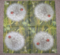 Servietten - Marienkäfer auf Löwenzahnblüte (ca. 33cm Papierserviette)