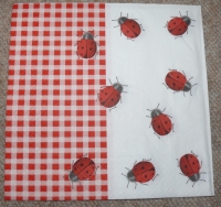 Servietten - Marienkäfer / kariertes Rot  (ca. 33cm Papierserviette)
