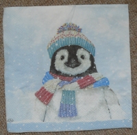 Servietten - Pinguin mit Mütze (ca. 33cm Papierserviette)