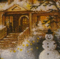 Servietten -  Weihnachtsbaum vor Haus (33cm Papierserviette)