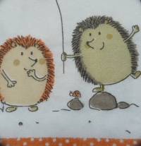Servietten - 5 Igel (fein gezeichnet)  (ca. 33cm Papierserviette)