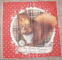 Servietten - Eichhörnchen mit Brille (ca. 33cm Papierserviette)