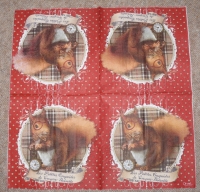 Servietten - Eichhörnchen mit Brille (ca. 33cm Papierserviette)
