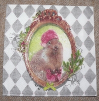 Servietten - Hase mit Mütze & Tasche (ca. 33cm Papierserviette)