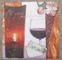 Servietten -  Wein, Käse, Kerze  (ca. 33cm Papierserviette)
