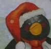 Servietten -  Pinguin mit roter Mütze   (ca. 33cm Papierserviette)