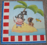 Servietten - Pirat auf der Insel, Vogel  (ca. 33cm Papierserviette)