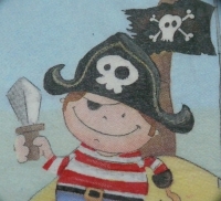 Servietten - Pirat auf der Insel, Vogel  (ca. 33cm Papierserviette)