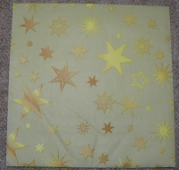 Servietten - Sterne auf hellgrün-beige (ca. 33cm Papierserviette)