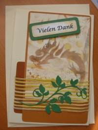 'Vielen Dank' -  Karte (braun-gelb-grün) - Drache