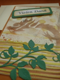 'Vielen Dank' -  Karte (braun-gelb-grün) - Drache