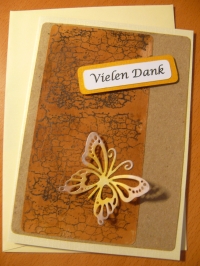'Vielen Dank' -  Karte (braun-beige - Schmetterling)