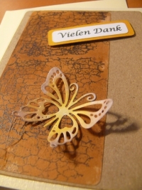 'Vielen Dank' -  Karte (braun-beige - Schmetterling)
