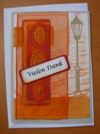'Vielen Dank' -  Karte (orange-beige-rot)