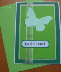 'Vielen Dank' -  Karte (grün - Schmetterling)