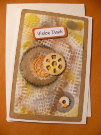'Vielen Dank' -  Karte (beige - Zahnräder)